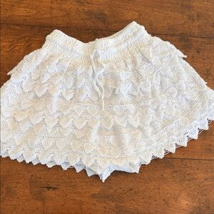 White Lace Ruffle Shorts